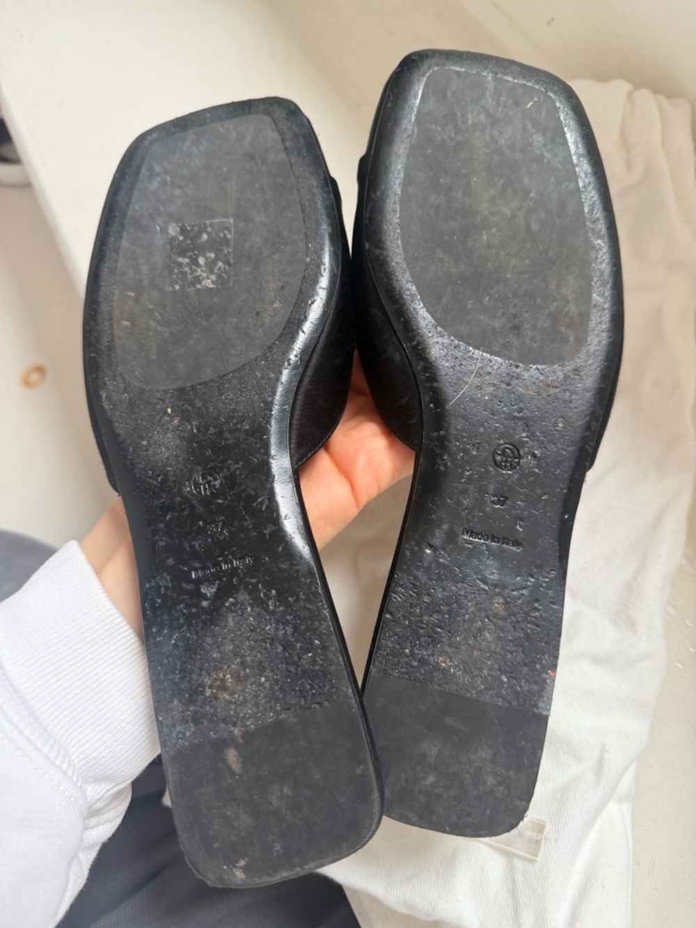The Row Black Square-Toe Leather Slide Mules - Picture 2 of 4